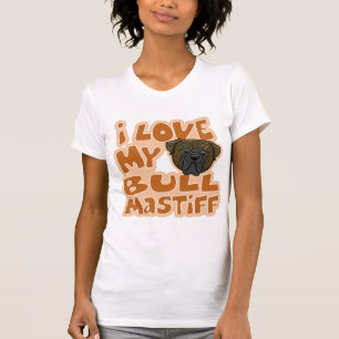 Kawaii I Love My Brindle Bullmastiff T-shirt