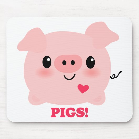 Kawaii I Love Pigs Muismat (Voorkant)