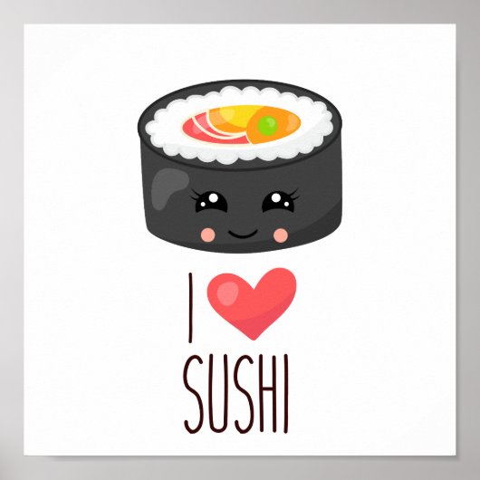 Kawaii I Love Sushi Poster (Voorkant)