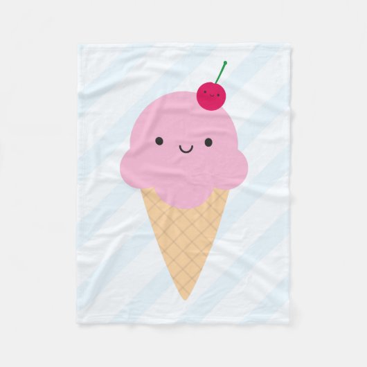 Kawaii Ice Cream Cone Fleece Deken (Voorkant)