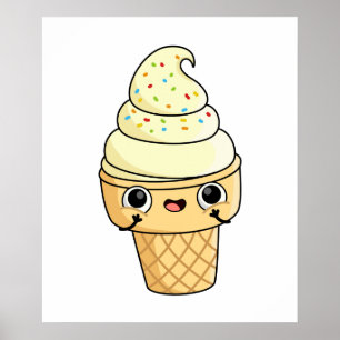 Kawaii Ice Cream Cone Poster