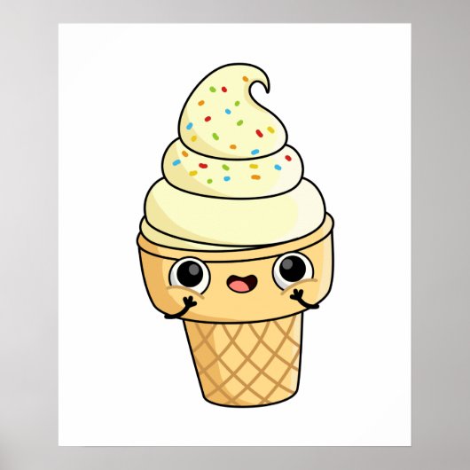 Kawaii Ice Cream Cone Poster (Voorkant)