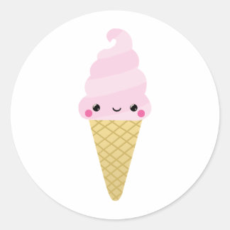 Kawaii Ice Cream Cone Ronde Sticker