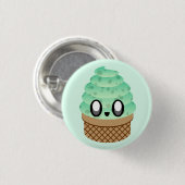 KAWAII ICE CREAM MINT CHOC CHIP CONE PIN BUTTON (Voorkant /achterkant)