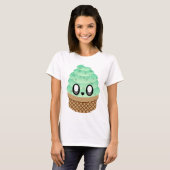 KAWAII ICE CREAM MINT CHOCOLADE CHIP CONE T-SHIRT (Voorkant volledig)