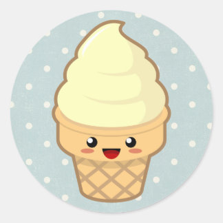 Kawaii Ice Cream Ronde Sticker