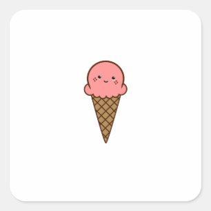 Kawaii Ice Cream Vierkante Sticker