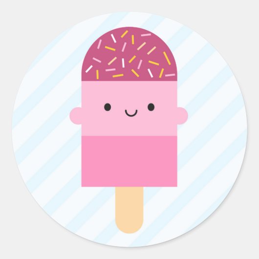 Kawaii Ice Lolly / Popsicle Ronde Sticker (Voorkant)