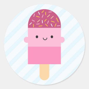 Kawaii Ice Lolly / Popsicle Ronde Sticker