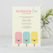 Kawaii Ice Lolly Trio Été Invitations (Debout devant)