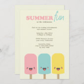 Kawaii Ice Lolly Trio Été Invitations (Devant / Derrière)