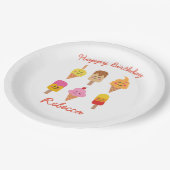 Kawaii IJs en ijsje Verjaardag Papieren Bordje (Gekanteld)