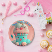 Kawaii-ijs Papieren Bordje (Feest)