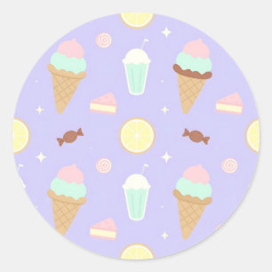 Kawaii Ijs Snoepjes Patroon Ronde Sticker
