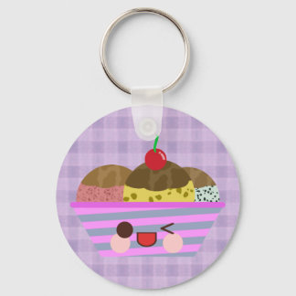 Kawaii Ijs Sundae Smaken Lekker Schotlandse Ruit Sleutelhanger