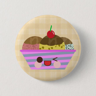 Kawaii Ijs Sundae Smaken Lekker Schotse Ruit Ronde Button 5,7 Cm