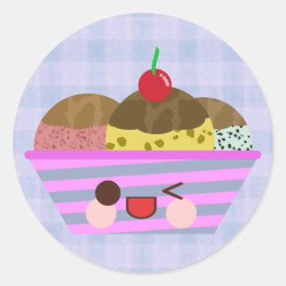 Kawaii ijs sundae smaken Lekkere ruit Ronde Sticker