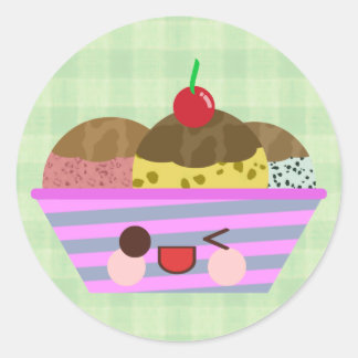 Kawaii ijs sundaesmaken Lekkere ruit Ronde Sticker