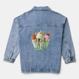 Kawaii Ijs Trio Schattige Dessertkarakters Denim Jacket