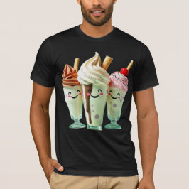 Kawaii Ijs Trio Schattige Dessertkarakters T-shirt