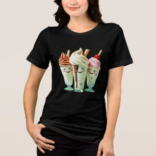 Kawaii Ijs Trio Schattige Dessertkarakters Tri-Blend Shirt