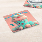 Kawaii-ijs Vierkante Kartonnen Onderzetter (Schuin)