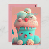 Kawaii-ijsbeker Briefkaart (Voorkant / Achterkant)