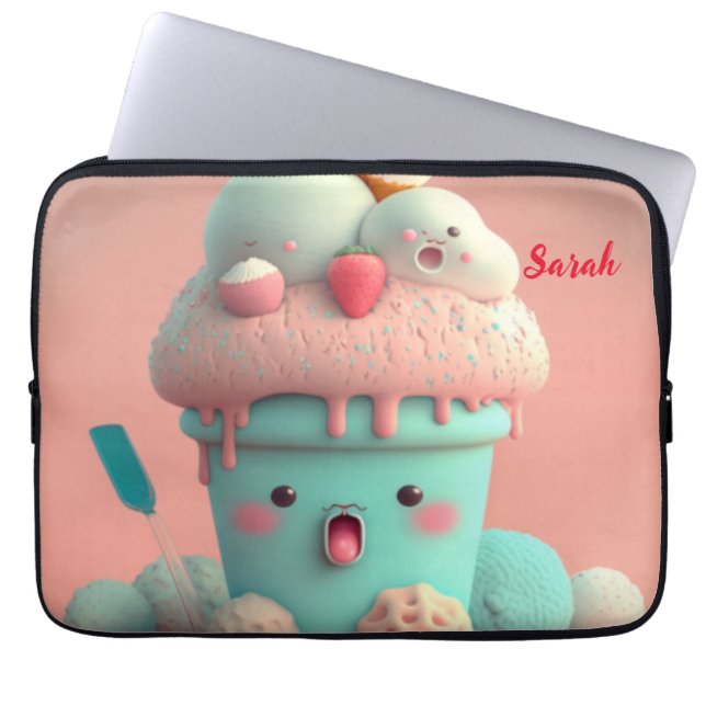 Kawaii-ijsbeker Laptop Sleeve (Voorkant)