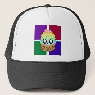 KAWAII IJSCOM RÉGENBOOGKWEG KLEURENKWADRATEN TRUCKER PET
