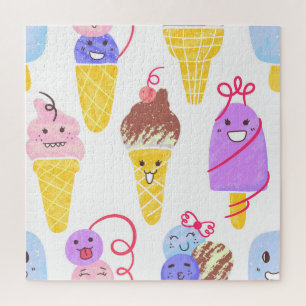 Kawaii ijsjes, schattig, naadloos patroon. legpuzzel
