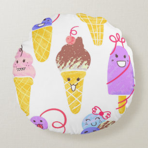 Kawaii ijsjes, schattig, naadloos patroon. rond kussen