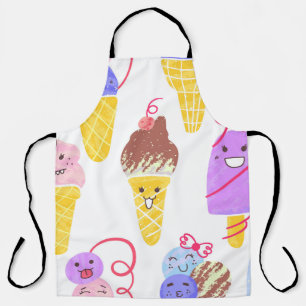 Kawaii ijsjes, schattig, naadloos patroon. schort