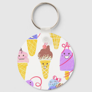 Kawaii ijsjes, schattig, naadloos patroon. sleutelhanger