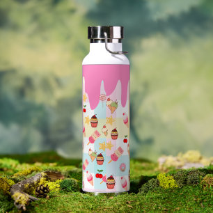 Kawaii-ijsroom en druppelwaterfles waterfles
