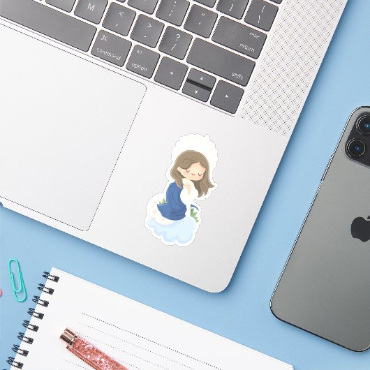 Kawaii Immaculate Conception Sticker (Laptop met iPhone)