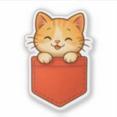 Kawaii in Red Pocket - Die-Cut Sticker (Voorkant)