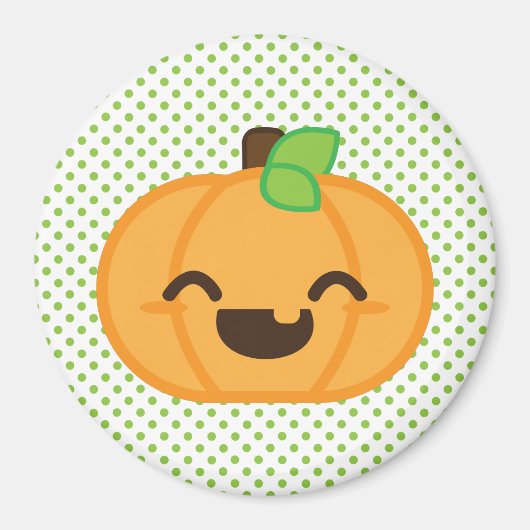 Kawaii Jack-o'-lantern Citrouille Magnet (Devant)