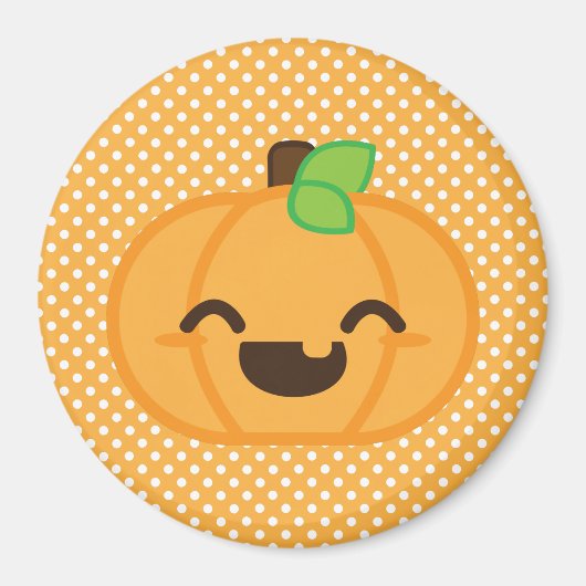 Kawaii Jack-o'-lantern Citrouille Magnet (Devant)