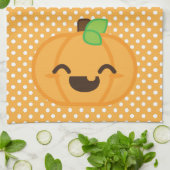 Kawaii Jack-o'-lantern Citrouille Serviette de cui (Plié)