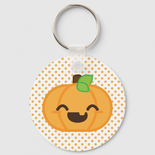 Kawaii Jack O Lantern Pumpkin Sleutelhanger (Voorkant)