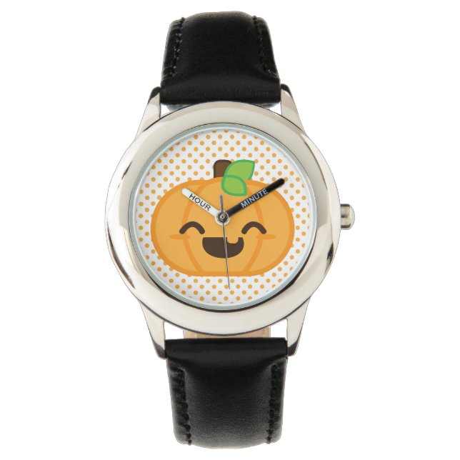 Kawaii Jack O Lantern Pumpkin Watch Horloge (Voorkant)