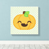 Kawaii Jack O Lantern Pumpkin Wrapped Canvas (Insitu (Houten vloer))