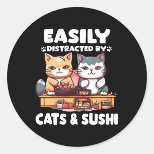 Kawaii Japan Neko Sushi Bowl Katzen Ra Otaku Ronde Sticker