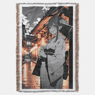 KAWAII Japanese Girl throw blanket Deken