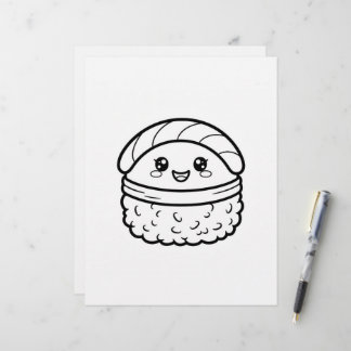 Kawaii Japans Nigiri Sushi Kleurplaat Briefhoofd