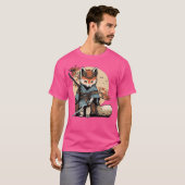 Kawaii Japanse Samurai Fox Anime T-shirt (Voorkant volledig)