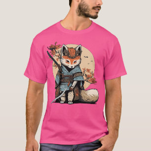 Kawaii Japanse Samurai Fox Anime T-shirt