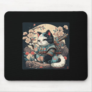 Kawaii Japanse stijl Samurai Cat Kitten Anime Muismat
