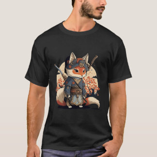 Kawaii Japanse Stijl Samurai Fox Anime T-shirt
