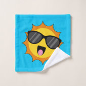 Kawaii Joyeux soleil avec lunettes de soleil (Gant de toilette)